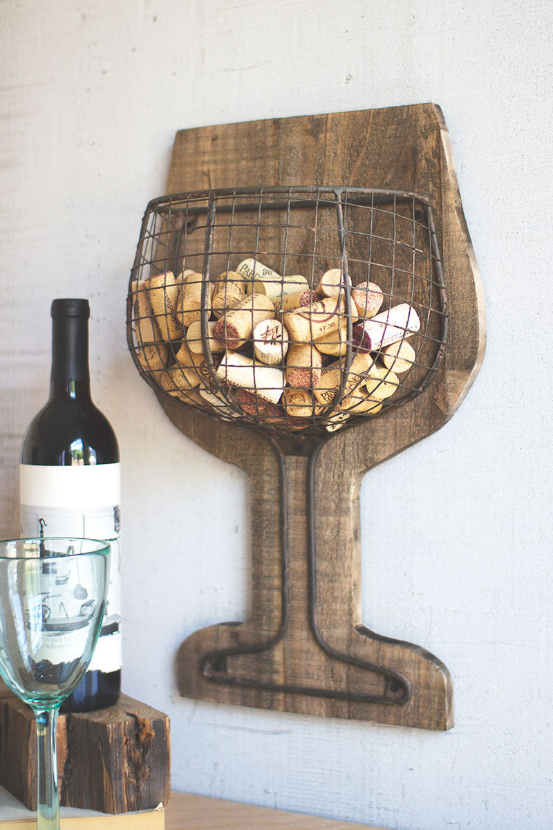 Wood And Wire Wall Wine Cork Holder By Kalalou |  Wine Racks | Modishstore | CJS1144