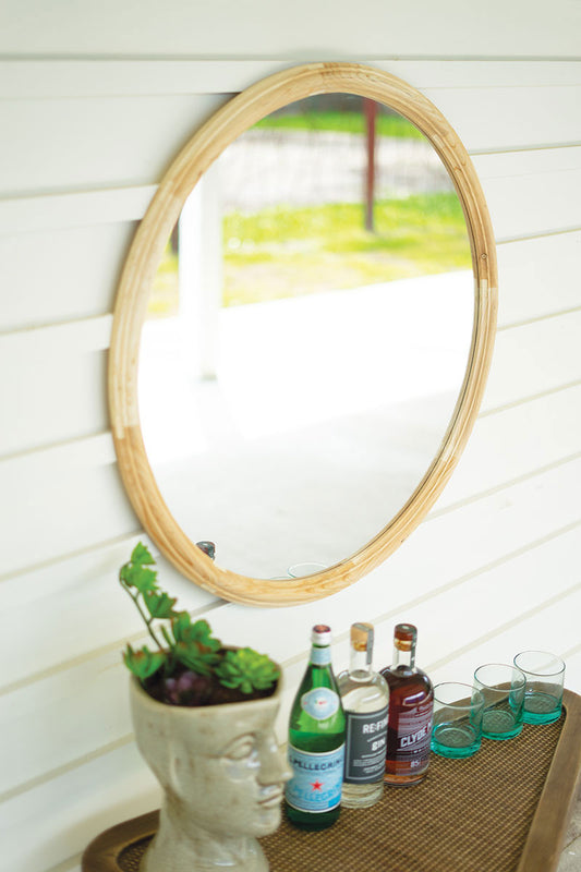 Round Wood Framed Mirror By Kalalou |  Mirrors | Modishstore | CLA1290
