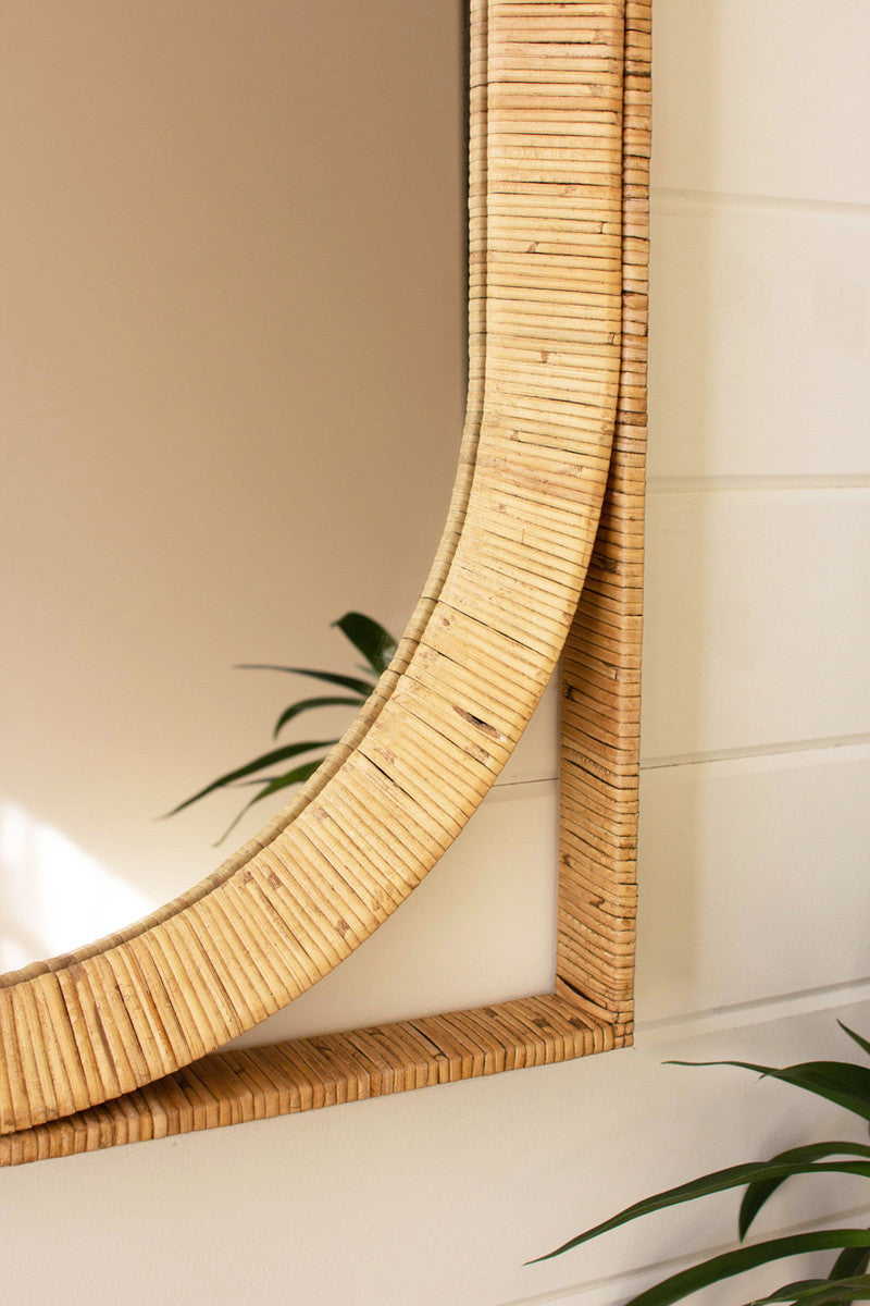 Rectangle/Oval Cane Wrapped Mirror By Kalalou | Mirrors | Modishstore - 2