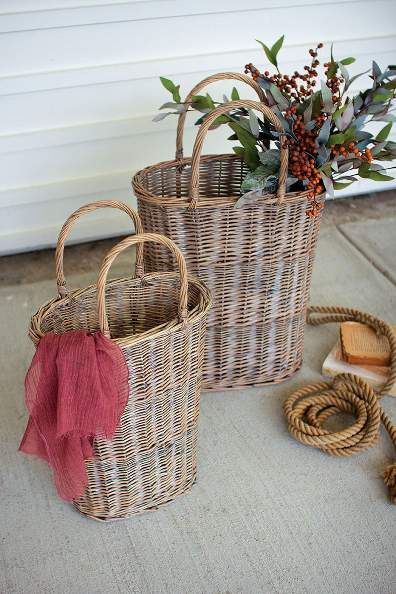 Tall Oval Wicker Baskets Set Of 2 By Kalalou-2