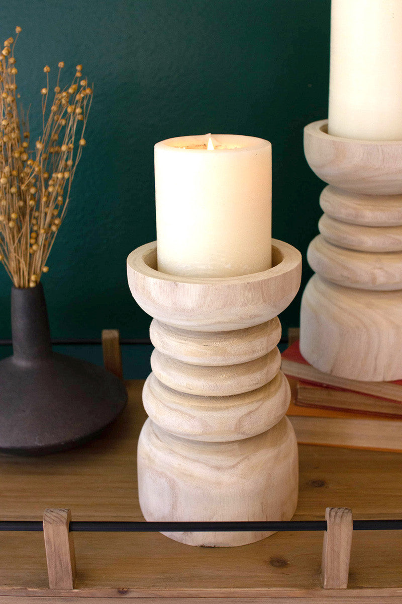Wooden Pillar Candle Holder By Kalalou | Candle Holders | Modishstore - 2 - 2