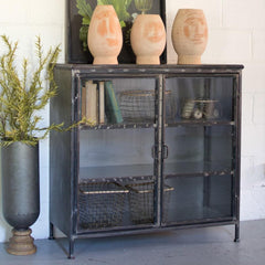 Kalalou Iron and Glass Apothecary Cabinet