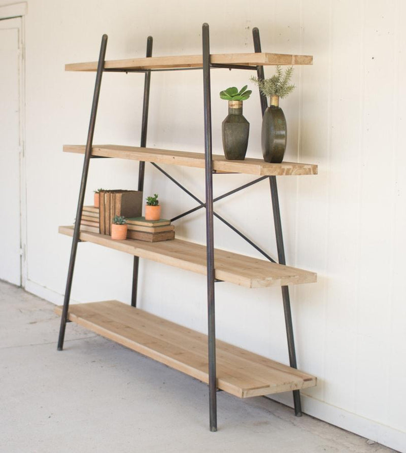 Kalalou Four Tiered Wood And Metal Display Shelf | Modishstore | Shelves & Shelving Units