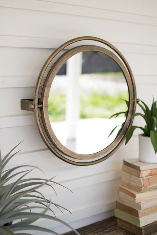 Kalalou Round Wall Mirror With Adjustable Bracket - Large | Modishstore | Mirrors