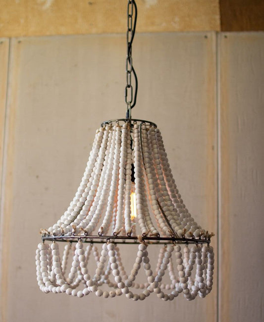 Kalalou Wood Beads Pendant Light | Modishstore | Pendant Lamps