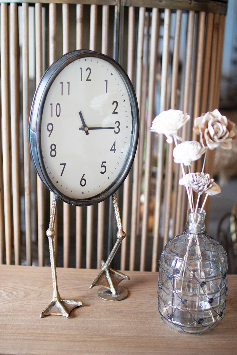 Table Clock With Duck Feet by Kalalou | Modishstore | Clocks