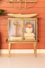 Antique Brass And Glass Two Door Cabinet By Kalalou