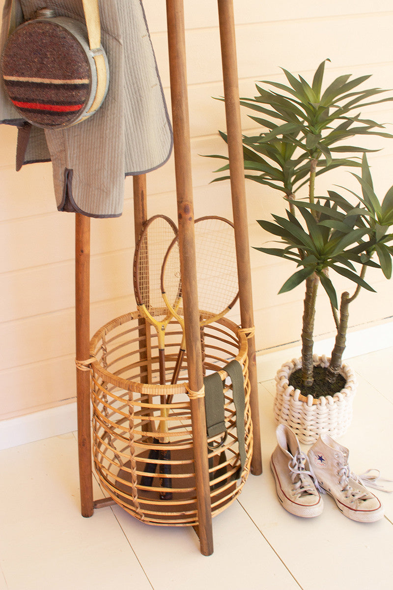 tall rattan coat rack with umbrella basket By Kalalou-3