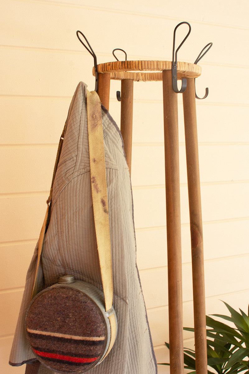 tall rattan coat rack with umbrella basket By Kalalou-2