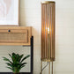 Round Brass & Wood Cylinder Floor Lamp By Kalalou | Modishstore | Floor Lamps
