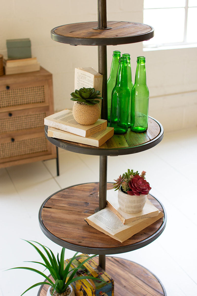 Four Tiered Recycled Wood And Metal Display Tower | Display Cases |  Modishstore  - 2