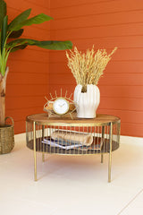 Round Wood & Metal Coffee Table By Kalalou