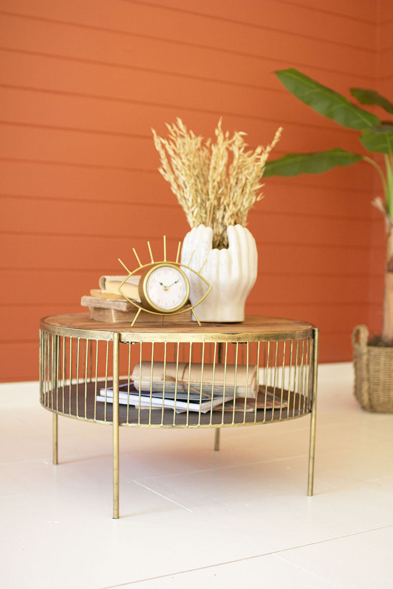Round Wood & Metal Coffee Table By Kalalou-4