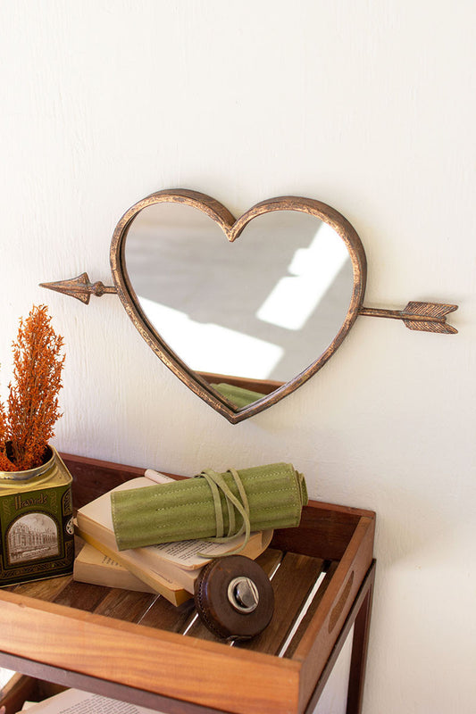 Antique Brass Heart Wall Mirror | Mirrors |  Modishstore 
