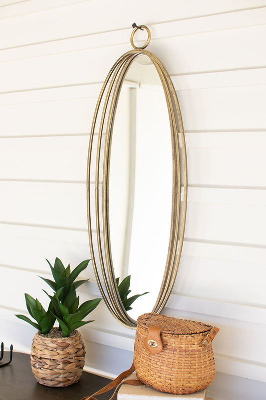 Tall Oval Antique Brass Mirror | Mirrors |  Modishstore 