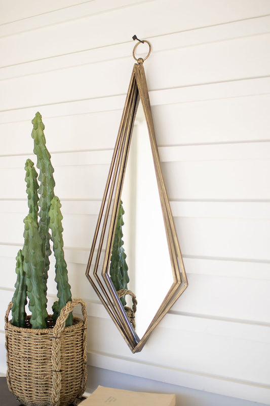 Tall Diamond Antique Brass Mirror | Mirrors |  Modishstore 