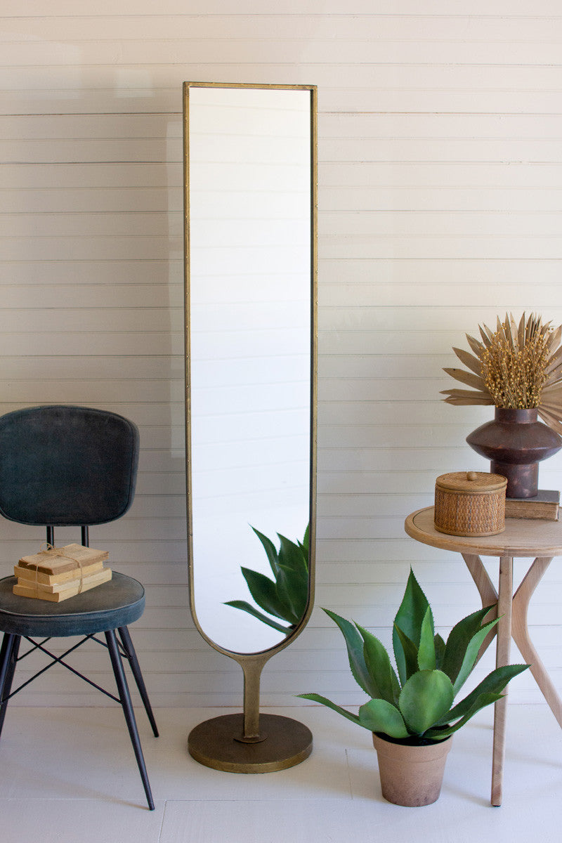 Antique Brass Floor  Mirror | Mirrors |  Modishstore 