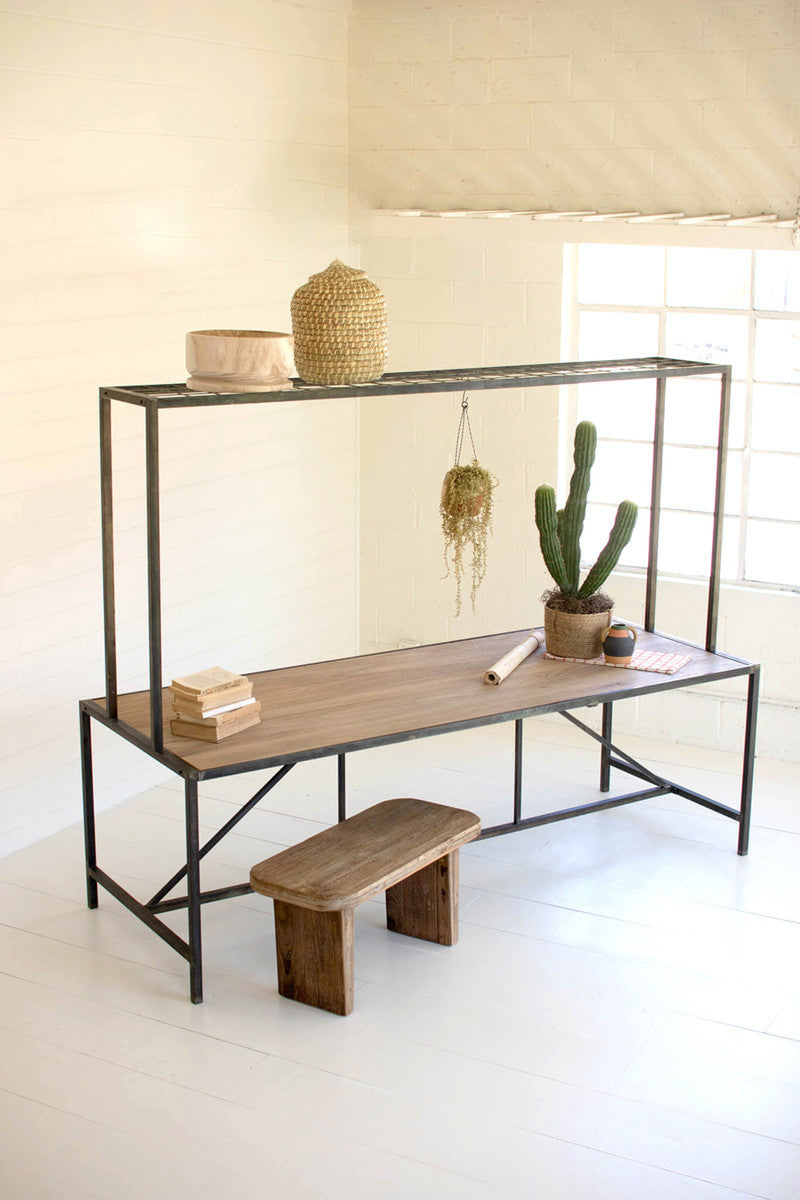 Metal Store Display Table With Wooden Top By Kalalou | Side Tables | Modishstore