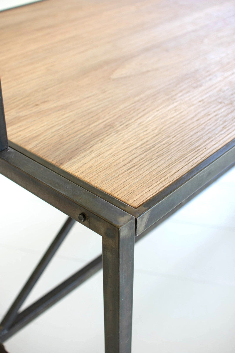 Metal Store Display Table With Wooden Top By Kalalou | Side Tables | Modishstore - 4 - 4