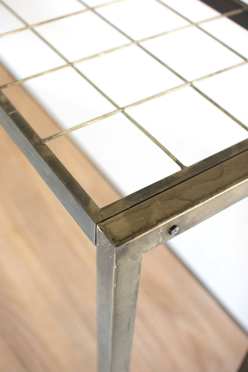 Metal Store Display Table With Wooden Top By Kalalou | Side Tables | Modishstore - 3 - 3
