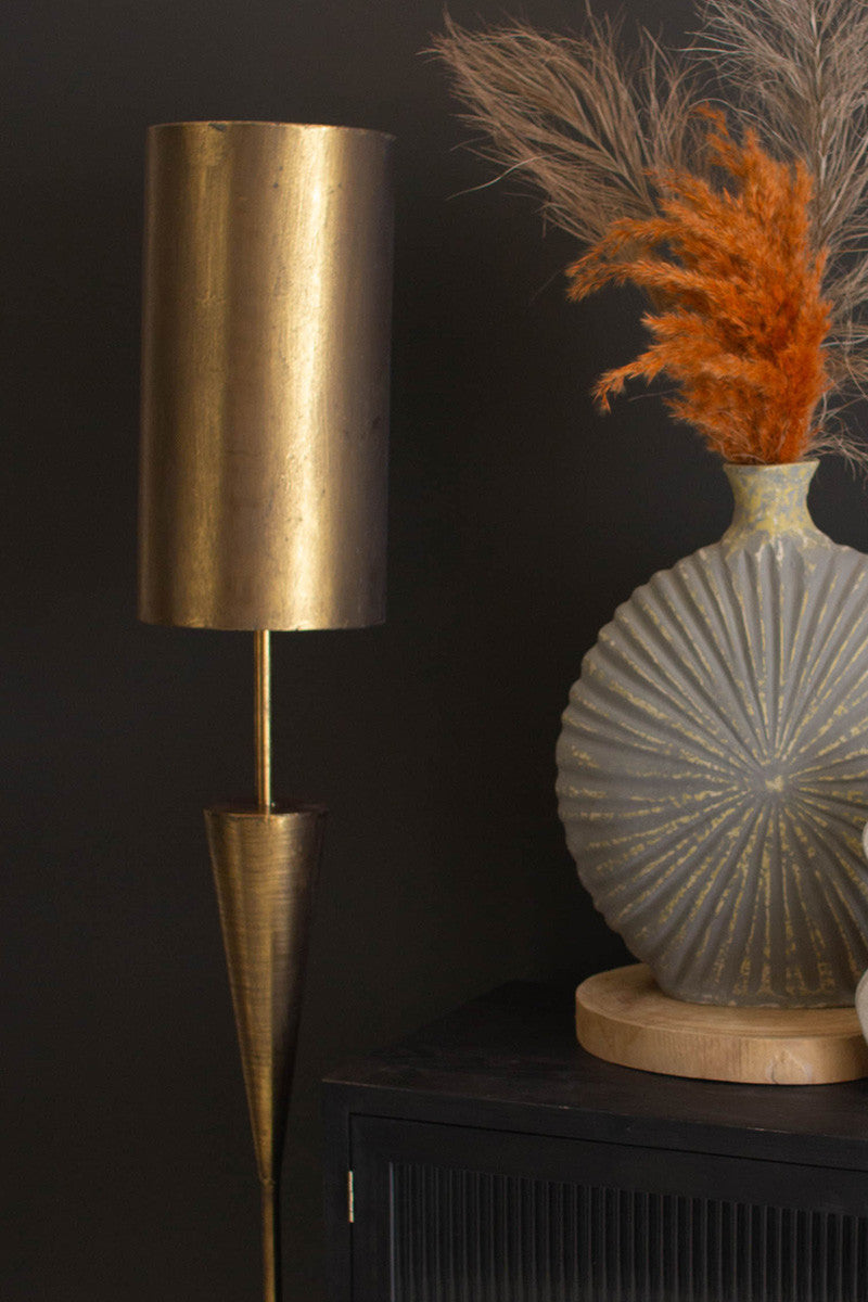 Antique Gold Floor Lamp With Metal Barrel Shade By Kalalou | Floor Lamps | Modishstore - 3
