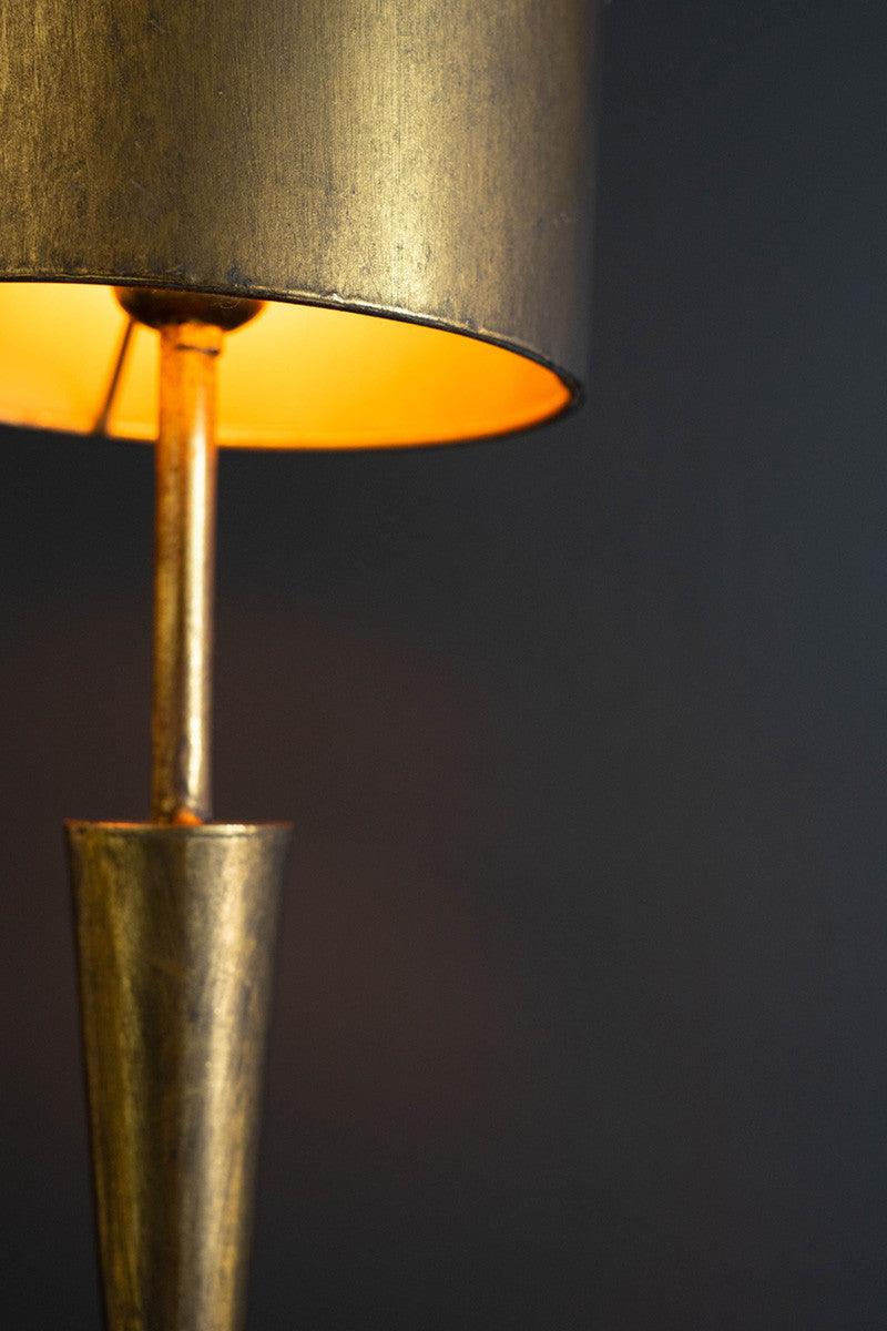 Antique Gold Floor Lamp With Metal Barrel Shade By Kalalou | Floor Lamps | Modishstore - 4