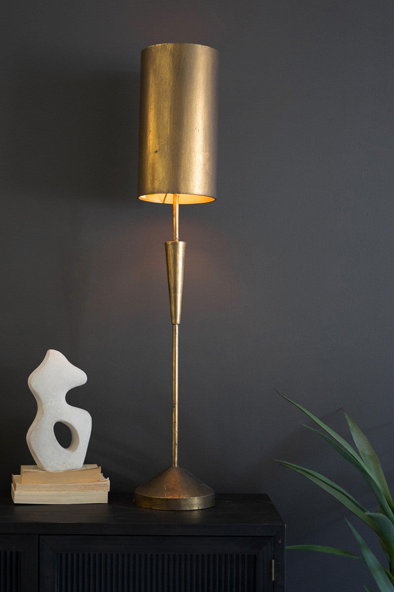 Antique Gold Table Lamp With Metal Barrel Shade By Kalalou | Table Lamps | Modishstore