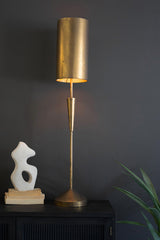 Antique Gold Table Lamp With Metal Barrel Shade By Kalalou