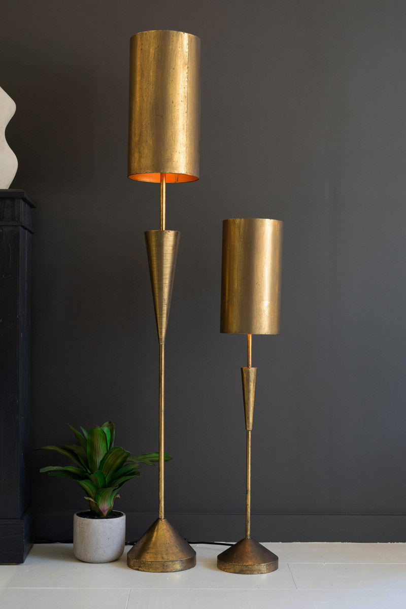 Antique Gold Table Lamp With Metal Barrel Shade By Kalalou | Table Lamps | Modishstore - 2