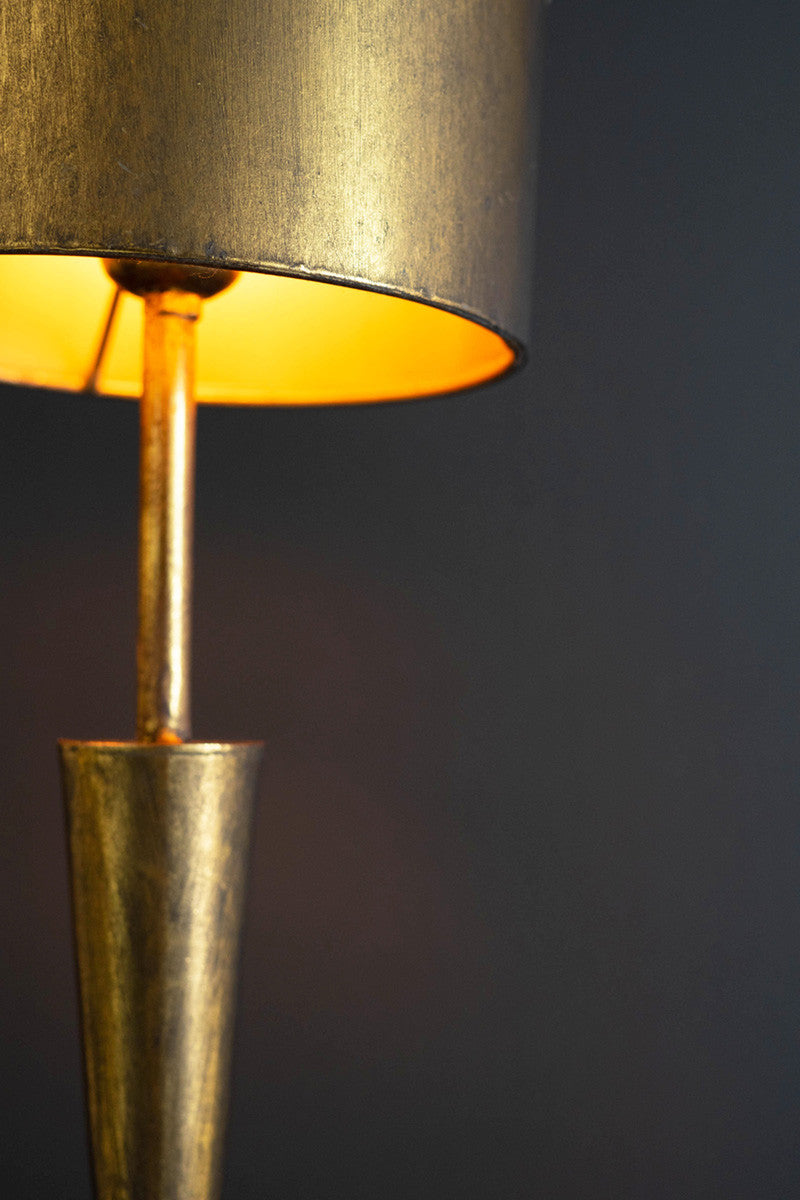 Antique Gold Table Lamp With Metal Barrel Shade By Kalalou | Table Lamps | Modishstore - 4