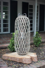 Kalalou Tall Grey Willow Lantern With Glass