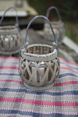Kalalou Grey Willow Votive Lantern With Glass - Set Of 4