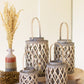 grey willow cylinder lanterns with glass inserts Set Of 4 By Kalalou | Modishstore | Lanterns
