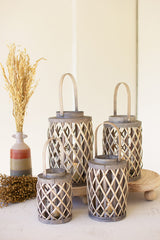 Grey Willow Cylinder Lanterns With Glass Inserts Set Of 4 By Kalalou