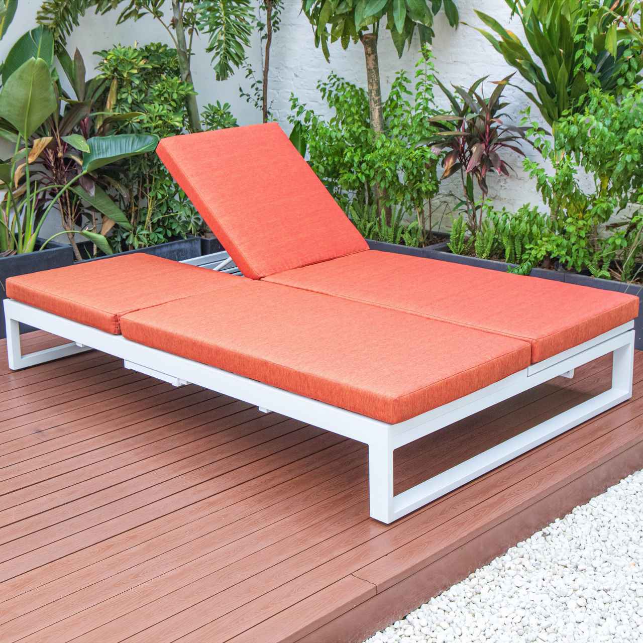 LeisureMod Chelsea Convertible Lounge Reclining Double Chaise With Cushions | Outdoor Recliners & Lounge Chairs | Modishstore - 63