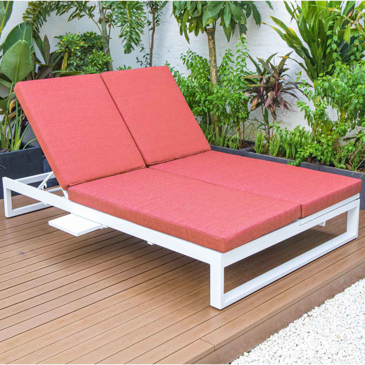 LeisureMod Chelsea Convertible Lounge Reclining Double Chaise With Cushions | Outdoor Recliners & Lounge Chairs | Modishstore - 80