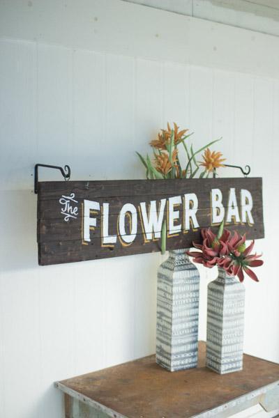 Kalalou Wooden Flower Bar Sign | Modishstore | Wall Decor