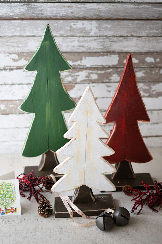 Painted Wooden Christmas Trees S/3 By Kalalou | Modishstore | Holiday