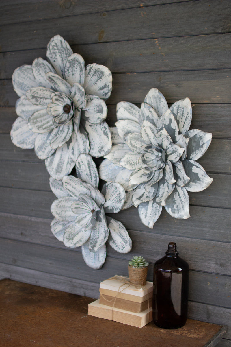 Kalalou White-Washed Wall Flowers | Modishstore | Wall Decor