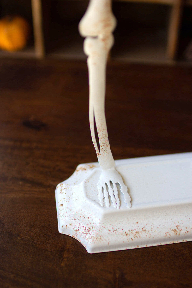 Rustic White Metal Skeleton On A Stand By Kalalou | Sculptures | Modishstore - 3