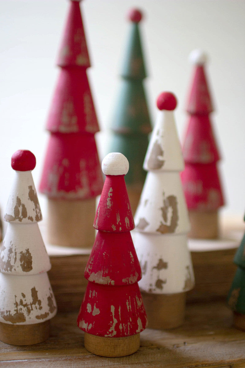Set Of Nine Turned Wood Painted Christmas Trees By Kalalou | Christmas Trees | Modishstore - 4