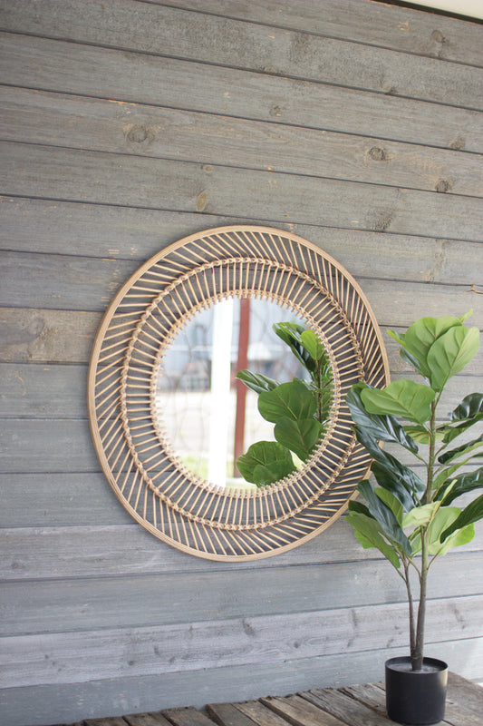 Round Bamboo Mirror By Kalalou | Modishstore | Mirrors