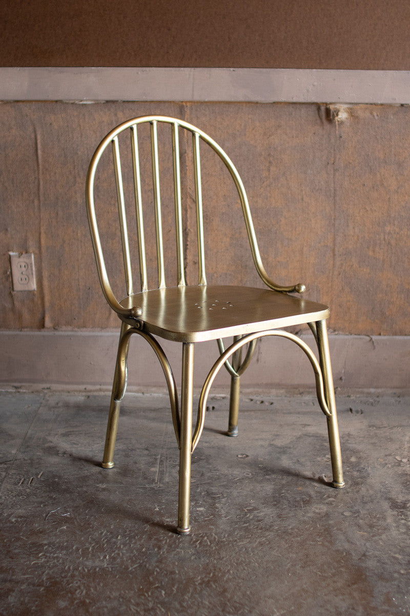 Kalalou Metal Chair - Antique Brass Finish | Modishstore | Accent Chairs