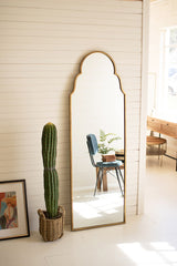Large Arched Mirror With Brass Frame By Kalalou