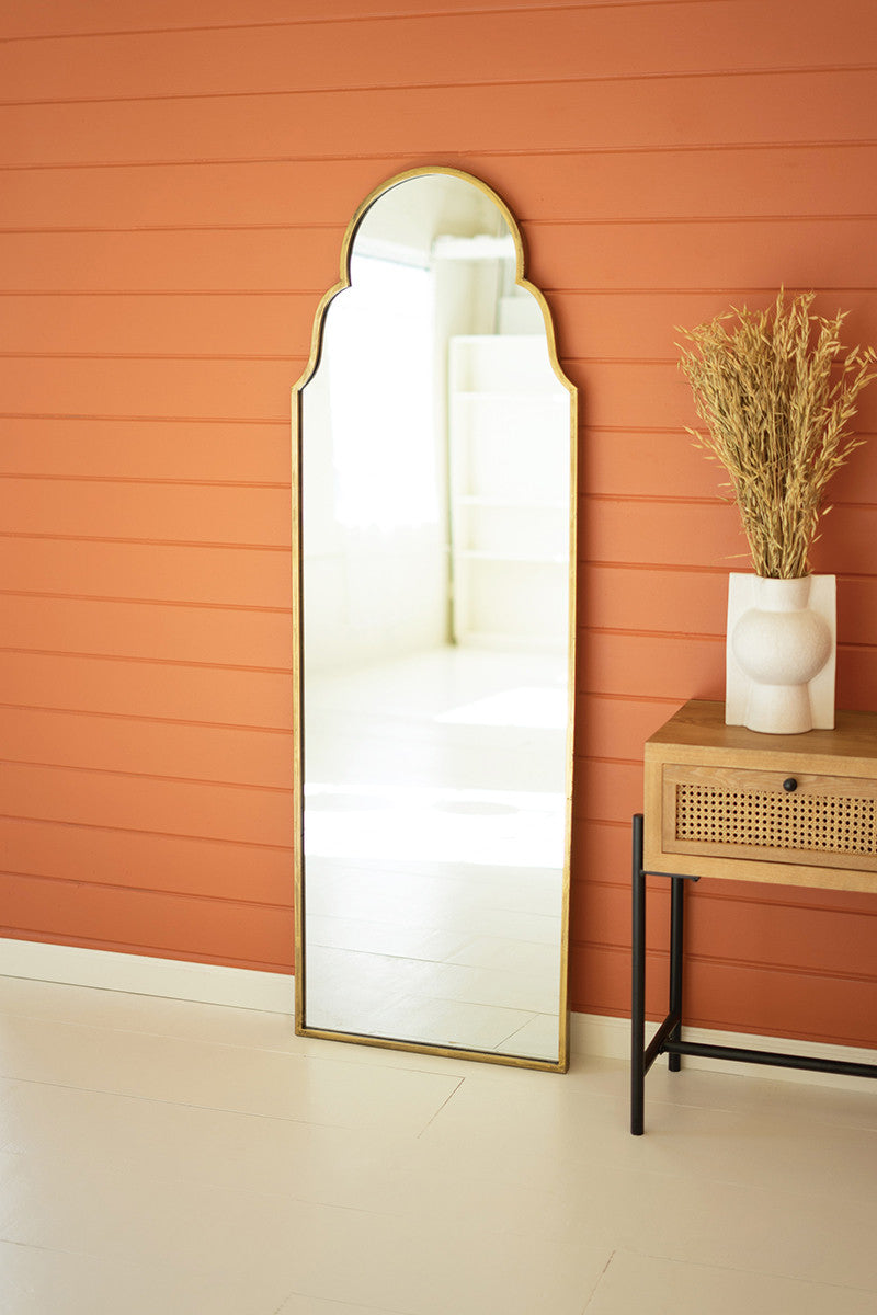 Large Arched Mirror With Brass Frame By Kalalou | Mirrors |  Modishstore  - 2