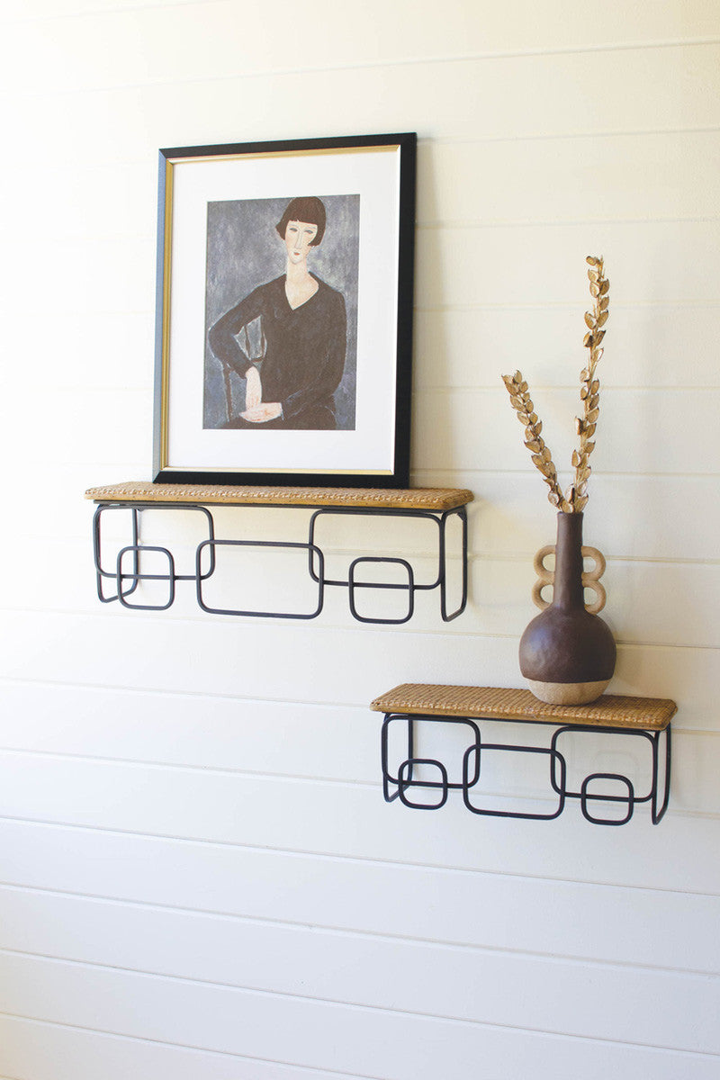 Wall Shelves With Woven Tops Set Of 2 By Kalalou | Wall Shelf | Modishstore - 3