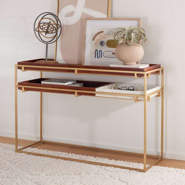 Safavieh Akari Marble Console Table - Brown | Console Tables | Modishstore - 4