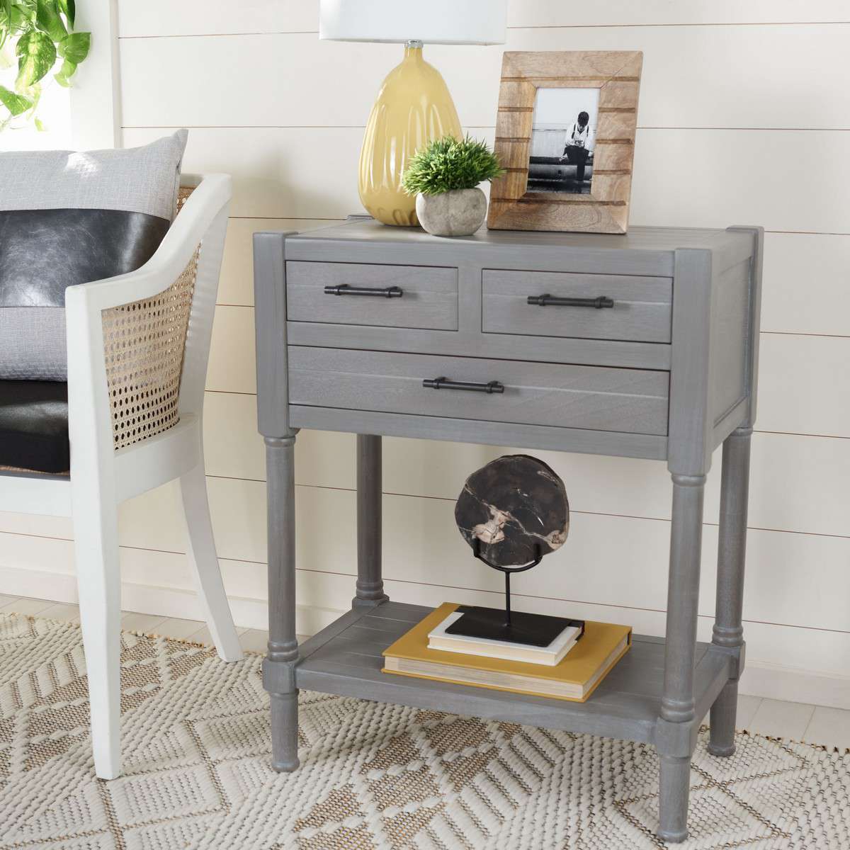 Safavieh Filbert 3 Drawer Console Table - White Washed Gray | Console Tables | Modishstore