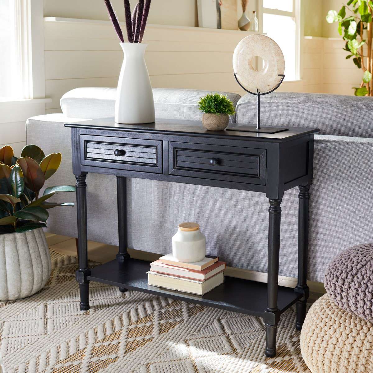 Safavieh Tate 2Drw Console Table - Black | Console Tables | Modishstore