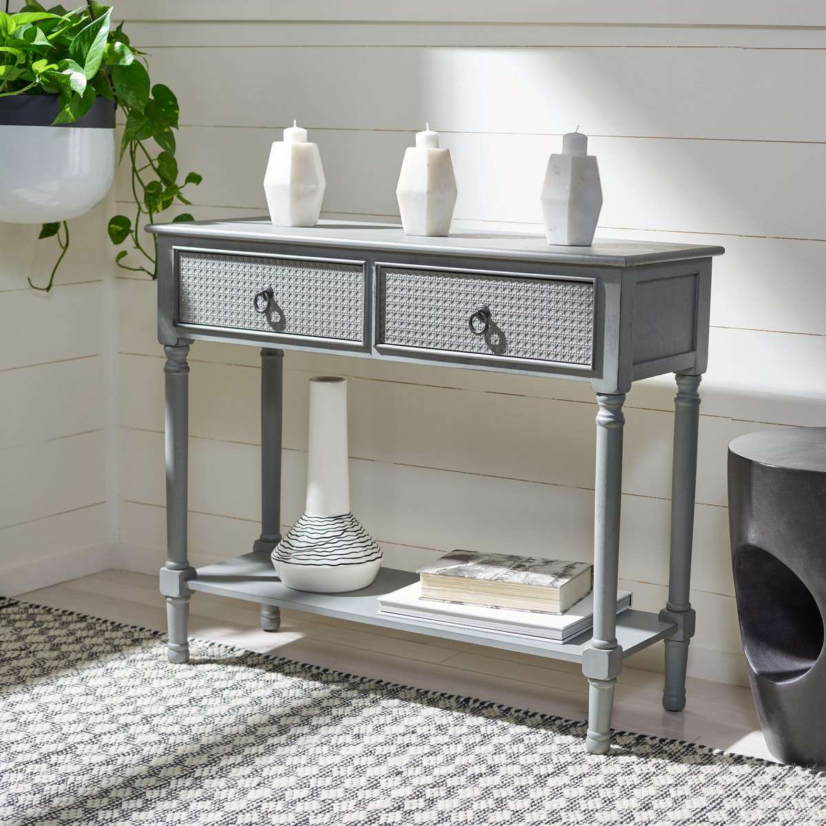 Safavieh Haines 2Drw Console Table - Distressed Gray | Console Tables | Modishstore - 4